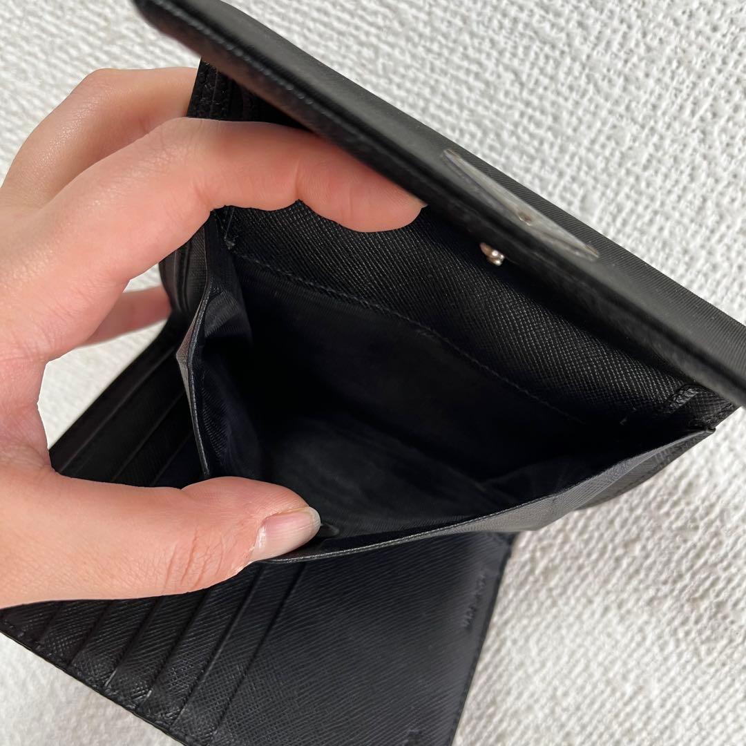 美品 PRADA プラダ テスート サフィアーノ レザー ミニ財布 三つ折り財布