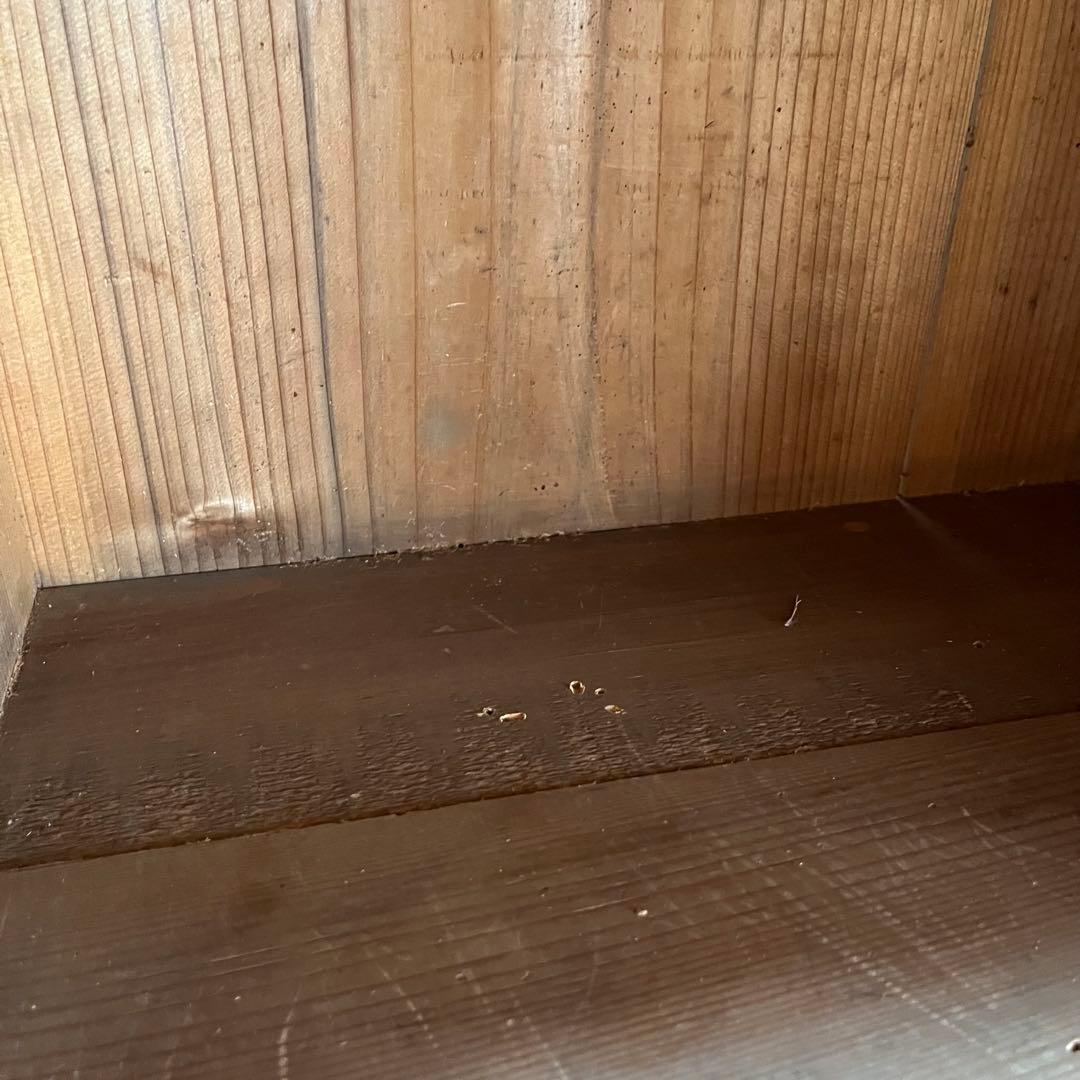 アンティーク ガラス戸棚 水屋箪笥 水屋 食器棚 無塗装 無垢材 キャビネット