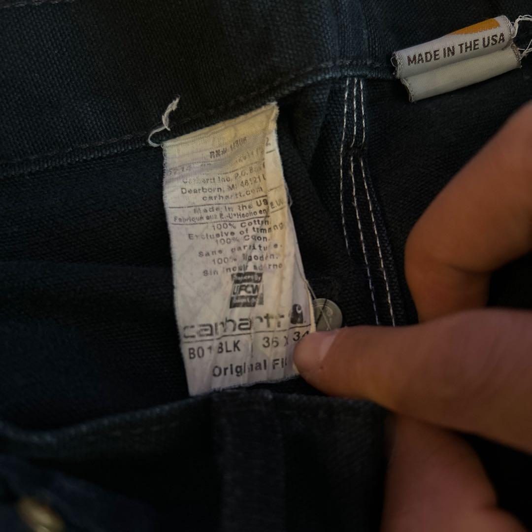 は*る様 Carhartt ダブルニー 希少 usa ブラック フェード w36