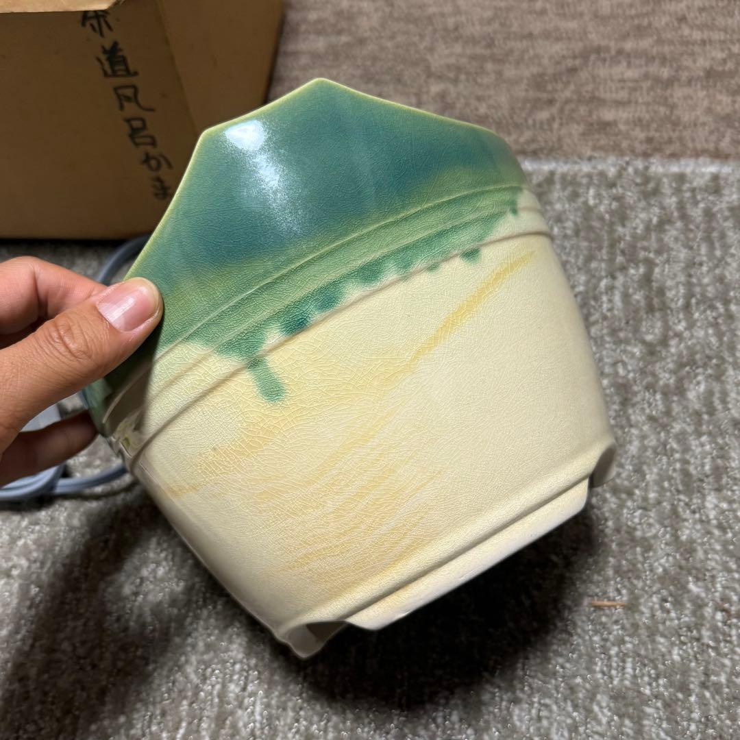 共箱 元祖 織部 卓上火鉢 江戸火鉢 電熱器 野々田式炭型電熱器 未使用 茶道具