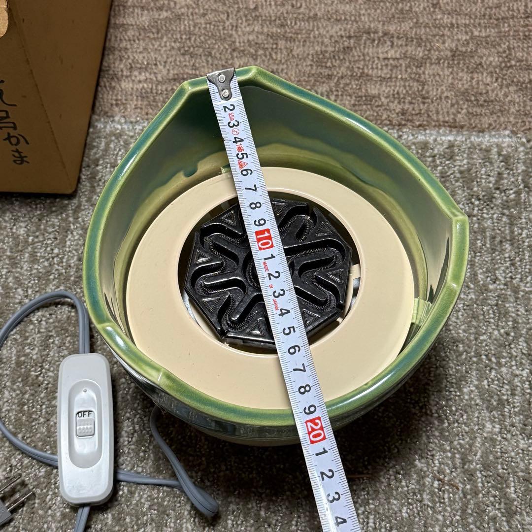 共箱 元祖 織部 卓上火鉢 江戸火鉢 電熱器 野々田式炭型電熱器 未使用 茶道具