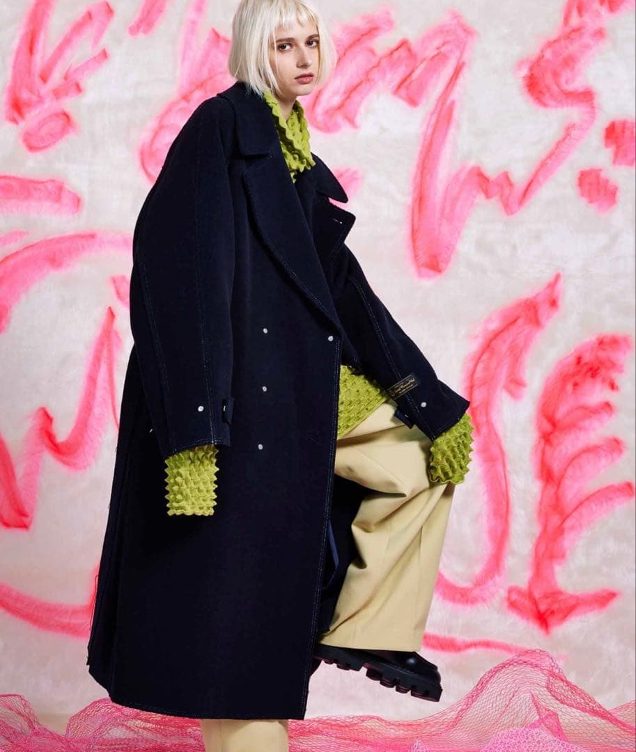 MAISON SPECIAL ファブリックウールプライムオーバーダブルコート