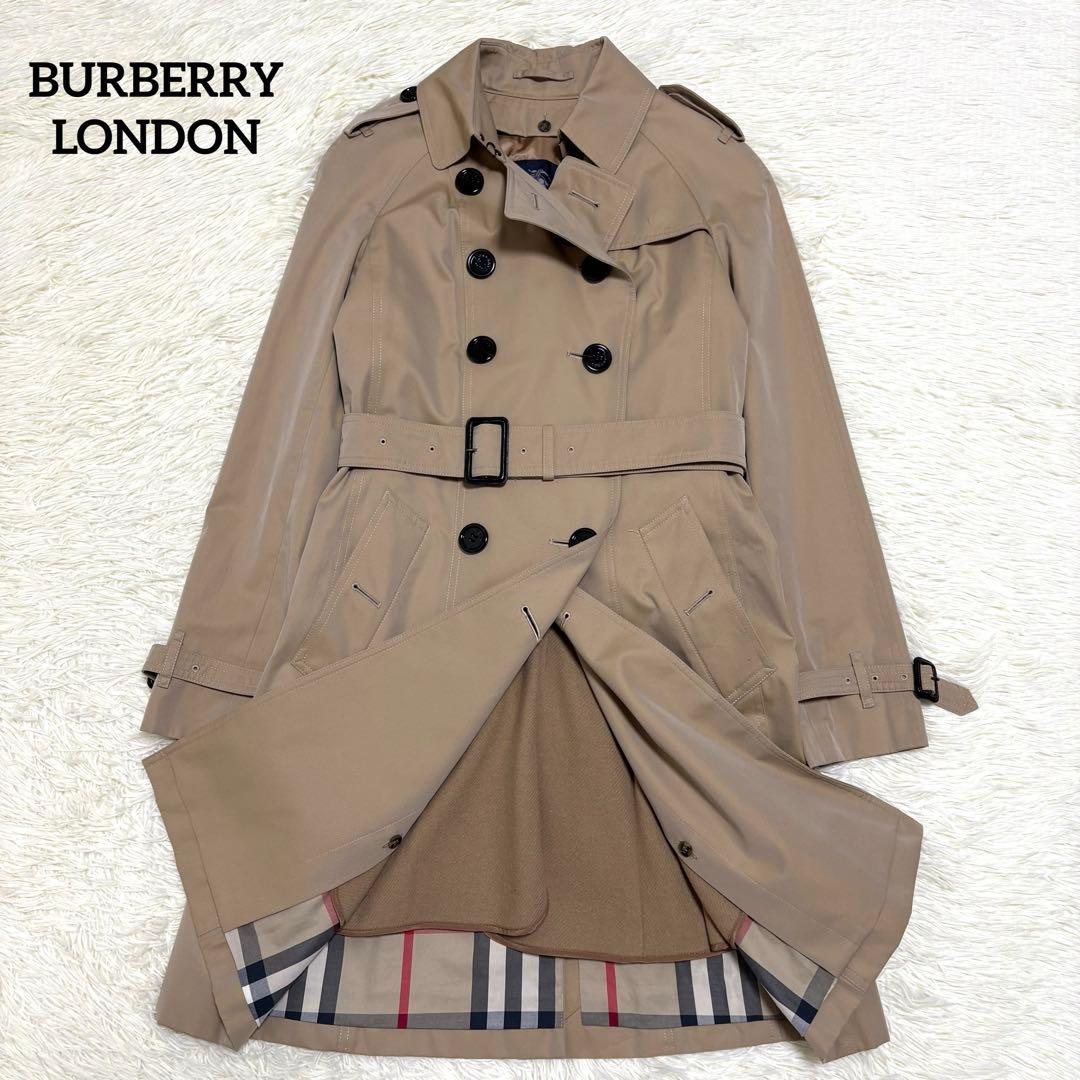 バーバリーロンドン ライナー付トレンチコートチェック ベージュ　メガチェック　M