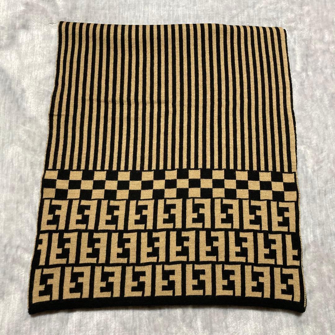 FENDIストライプ チェッカー柄 マフラー