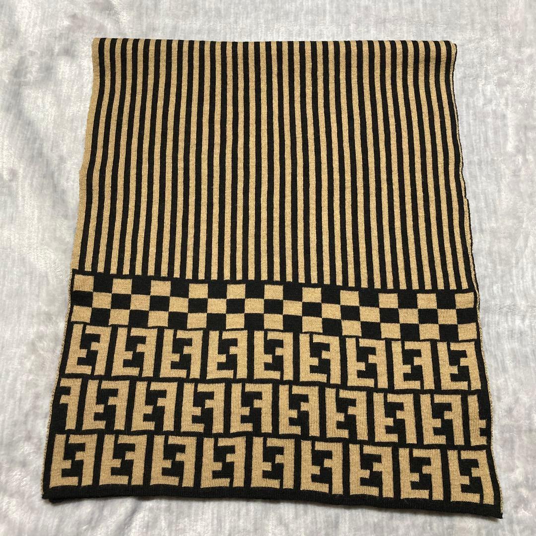 FENDIストライプ チェッカー柄 マフラー