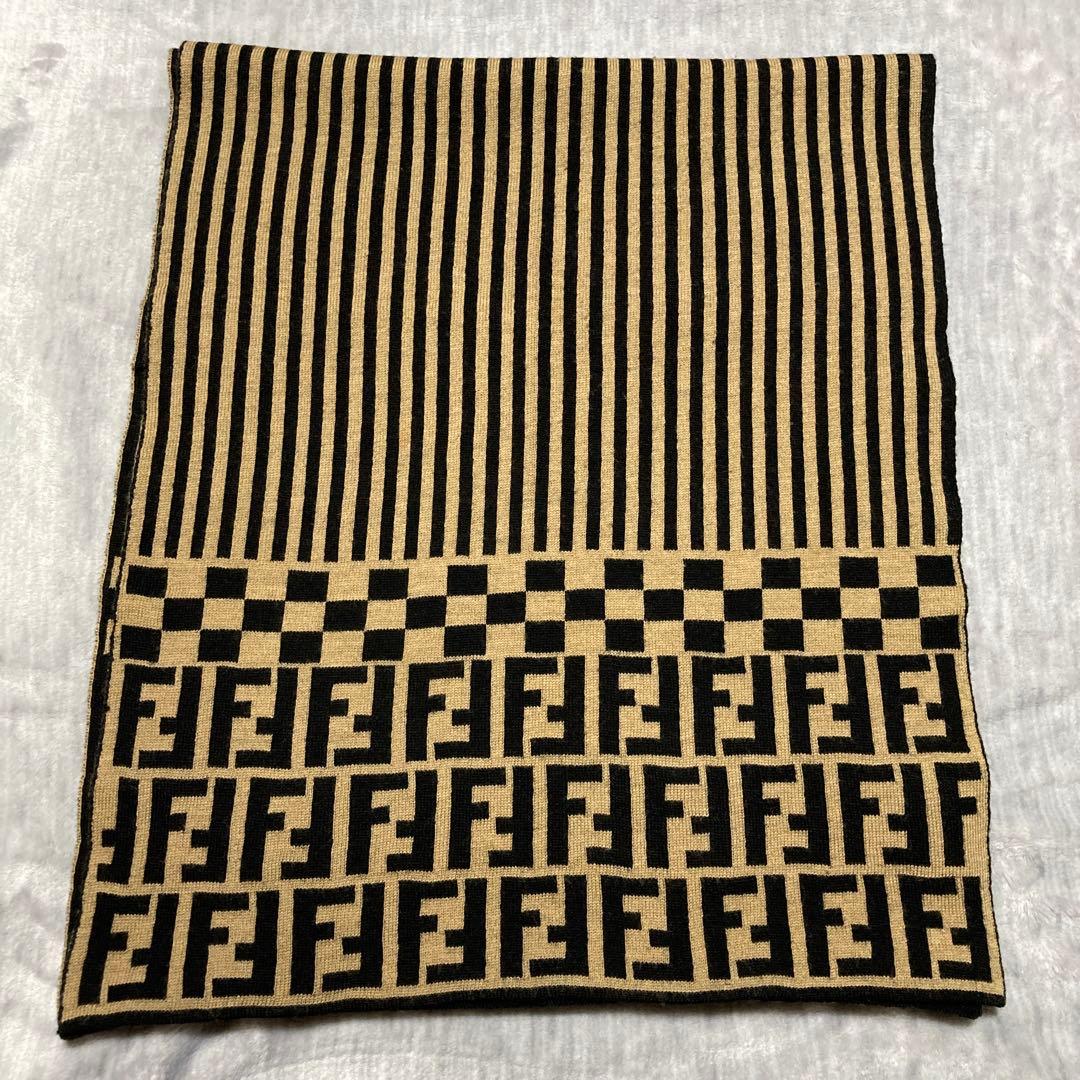 FENDIストライプ チェッカー柄 マフラー