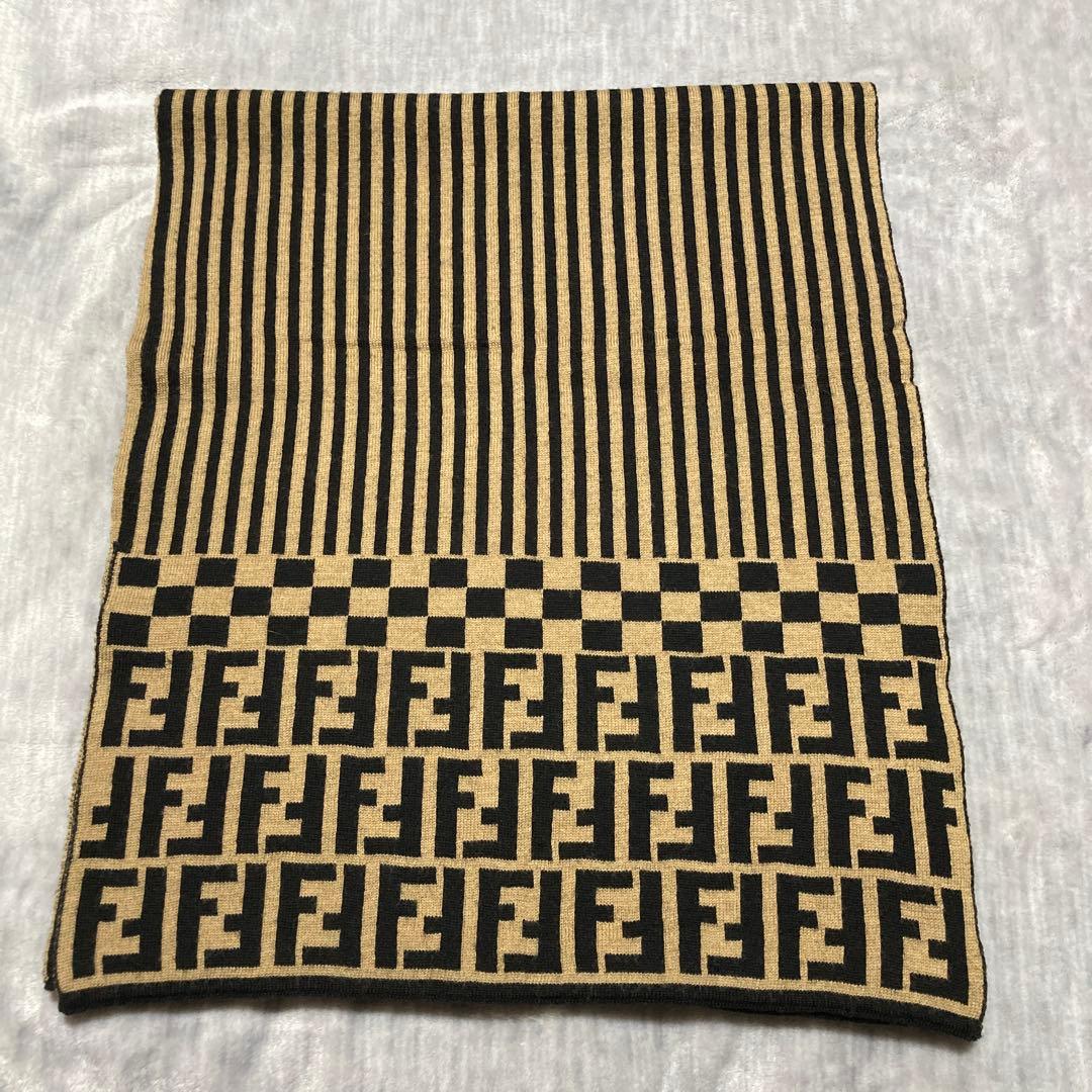 FENDIストライプ チェッカー柄 マフラー