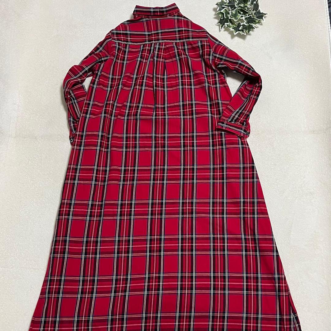 サニークラウズ ponさんのタータンワンピース チェック シャツワンピース　L