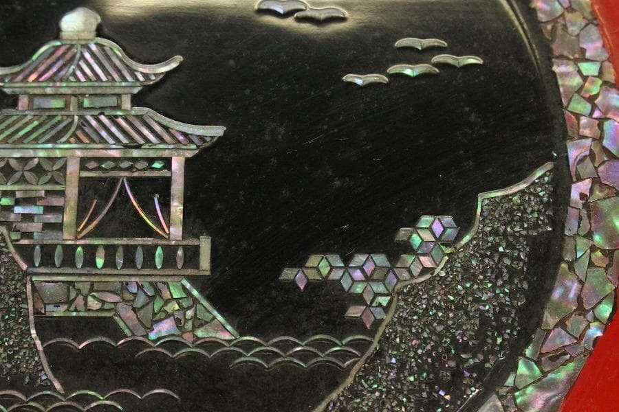 螺鈿細工 皿 飾り皿 盆 大判(メ1548)