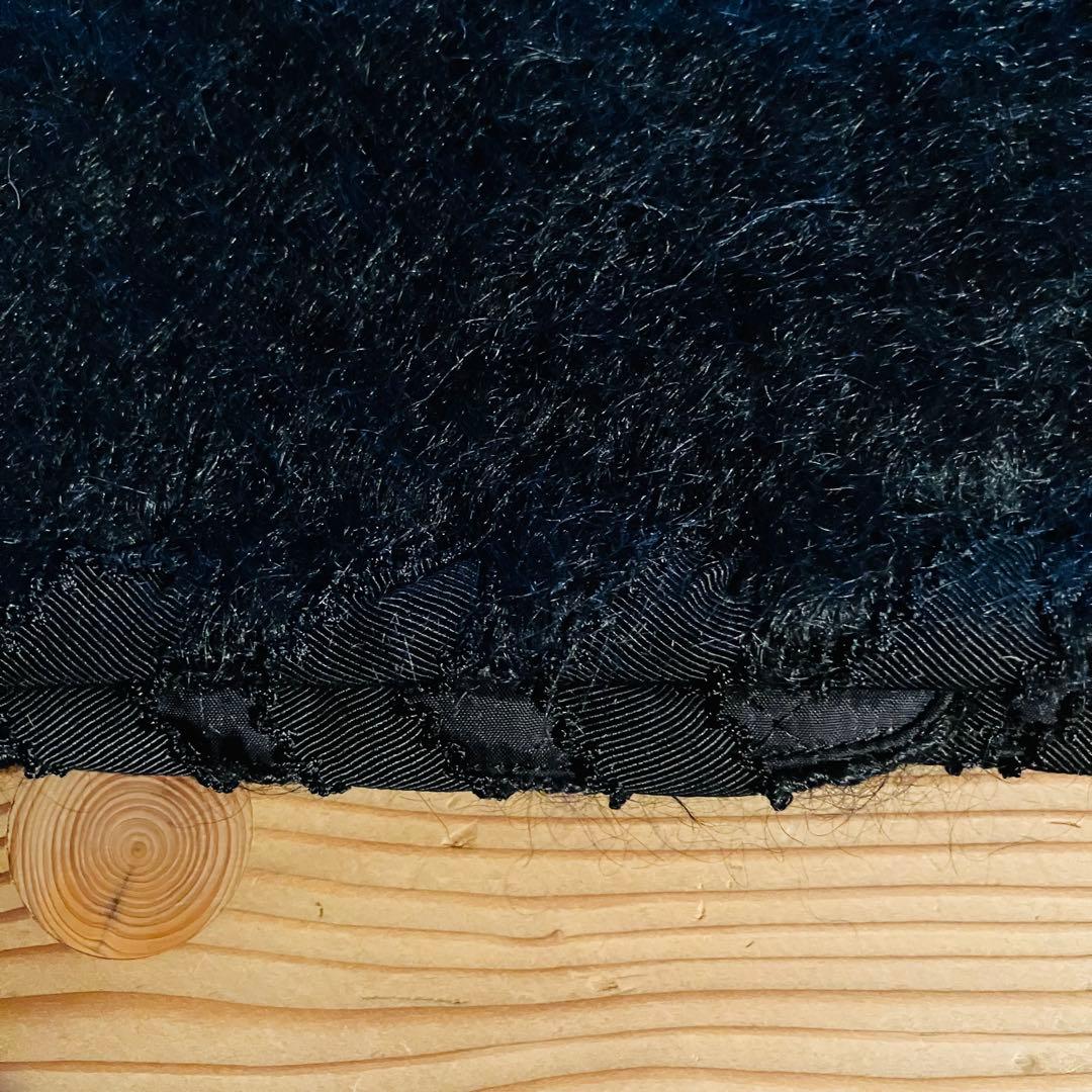 KANEKO ISAO ノーカラー ジャケット黒 毛100% リボン 金ボタン