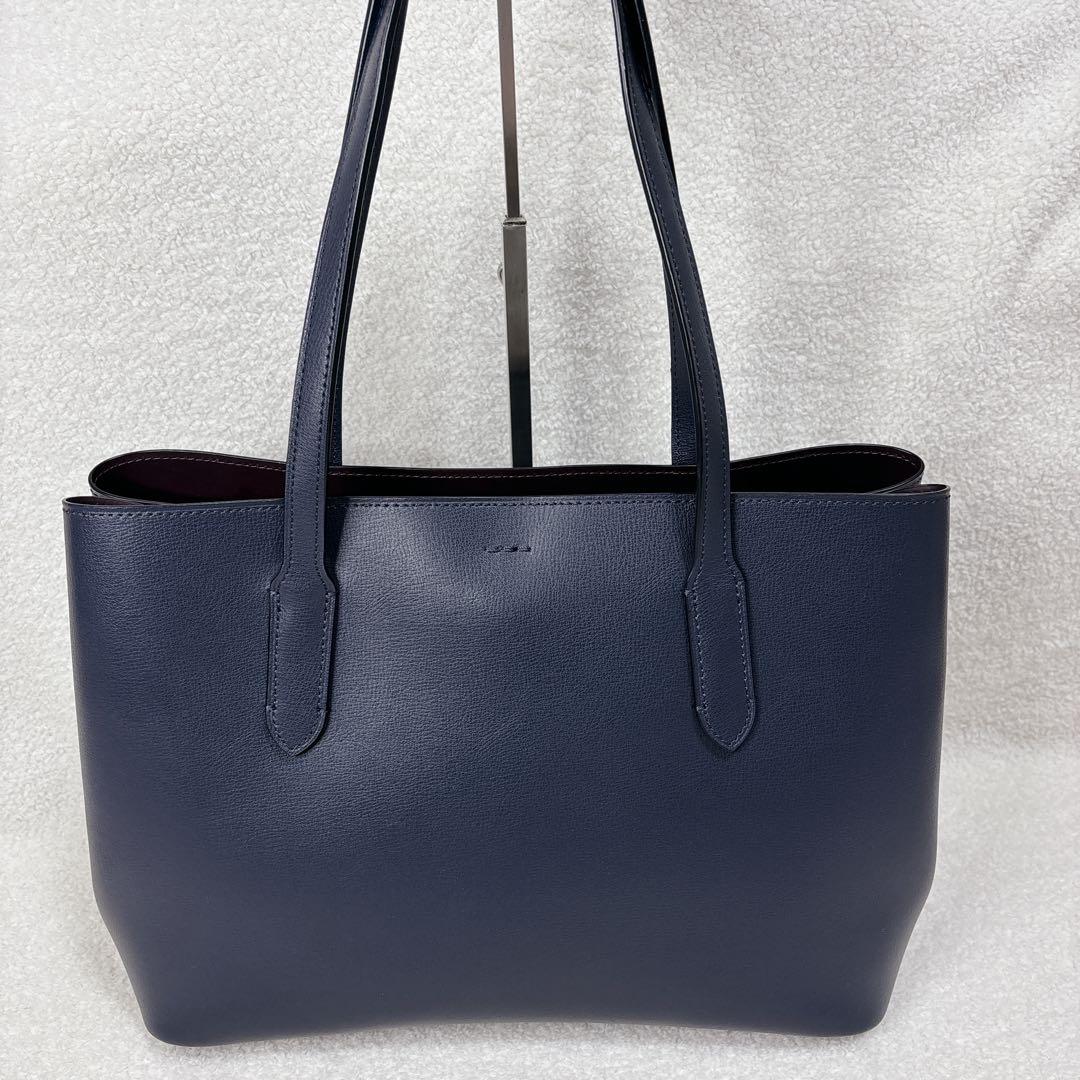 【未使用級】COACH レザートートバッグ　アベニュー　ダブルフェイス　ネイビー