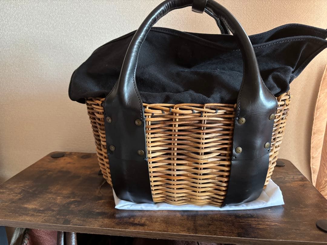 ebagos エバゴス　チューリップ　カゴバッグ　カゴ　黒革