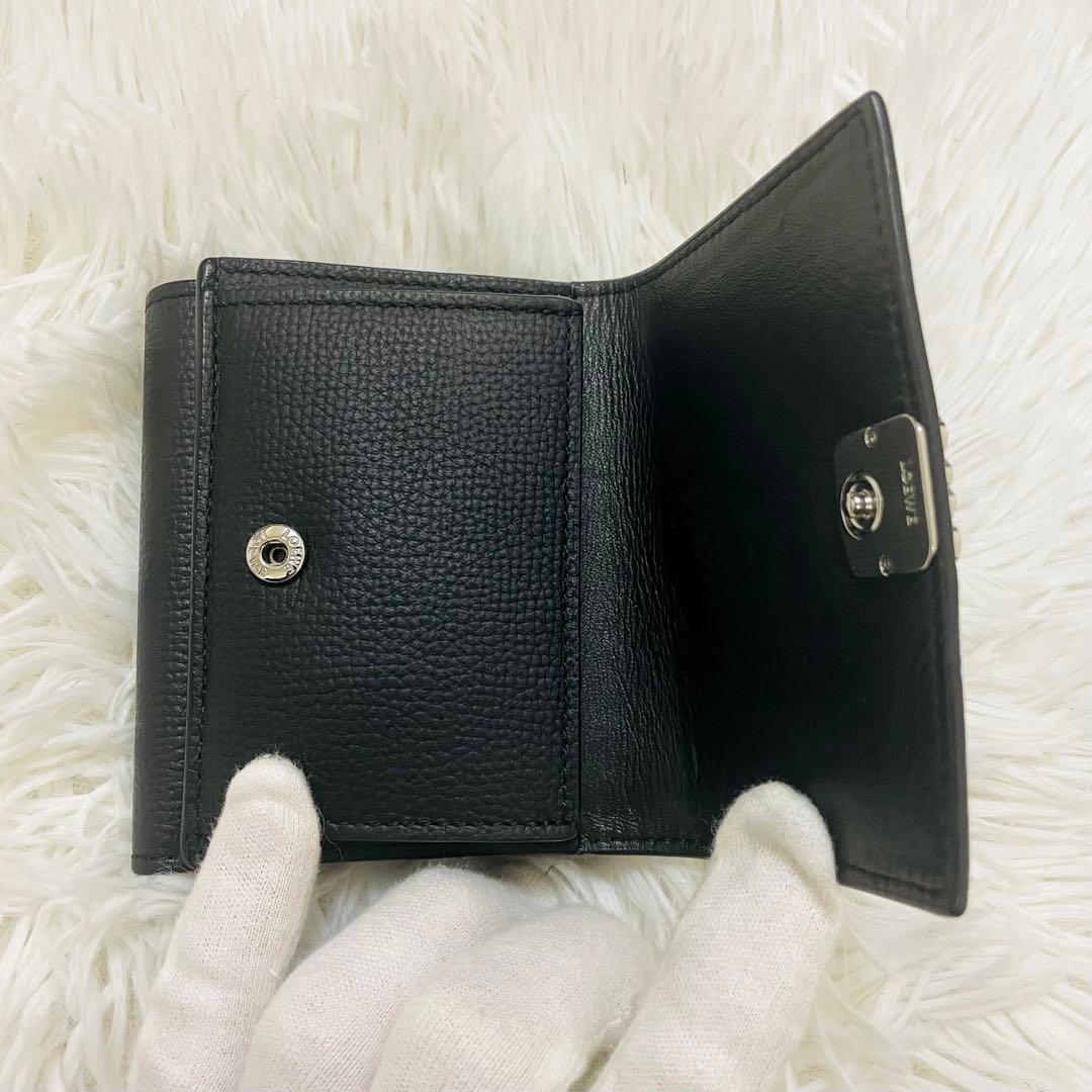未使用級✨付属完備✨ロエベ 三つ折り トライフォールド レザー オールブラック