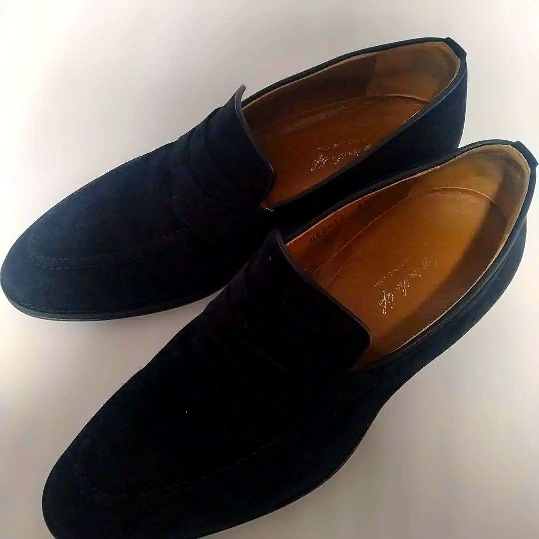 ユナイテッドアローズ メンズ スエード ローファー 黒 25.5