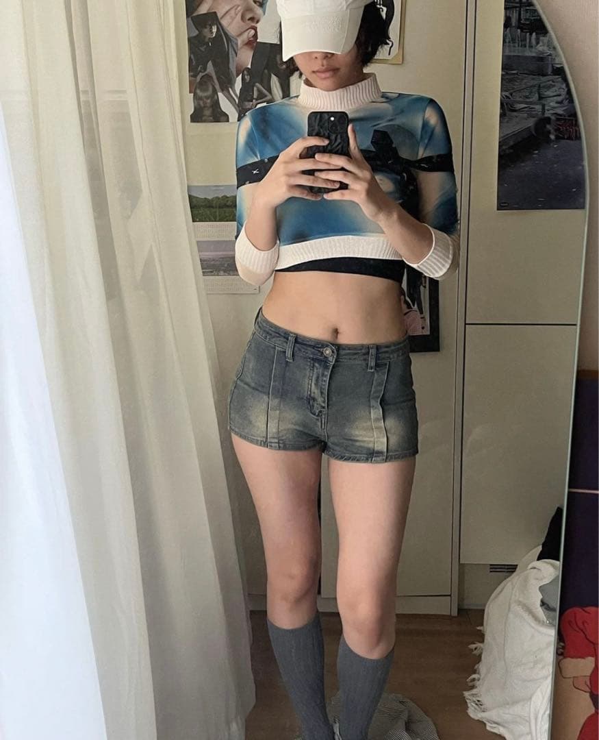 新品　ヴィンテージデニム　ショートパンツ　Y2K グランジ　平成ギャル