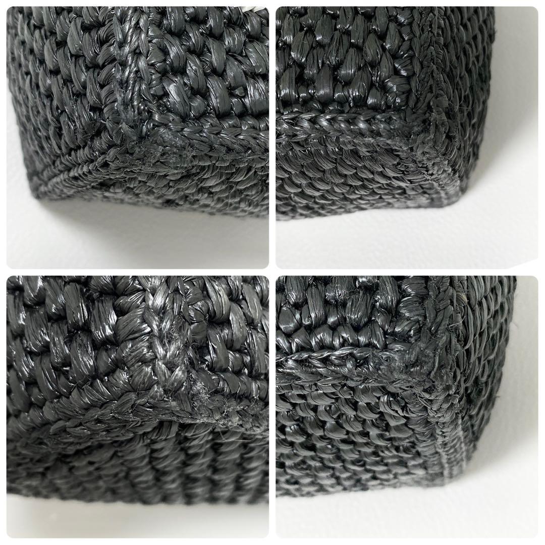 LOEWE / フォントトート スモール ラフィア ブラック ロゴ かごバッグ