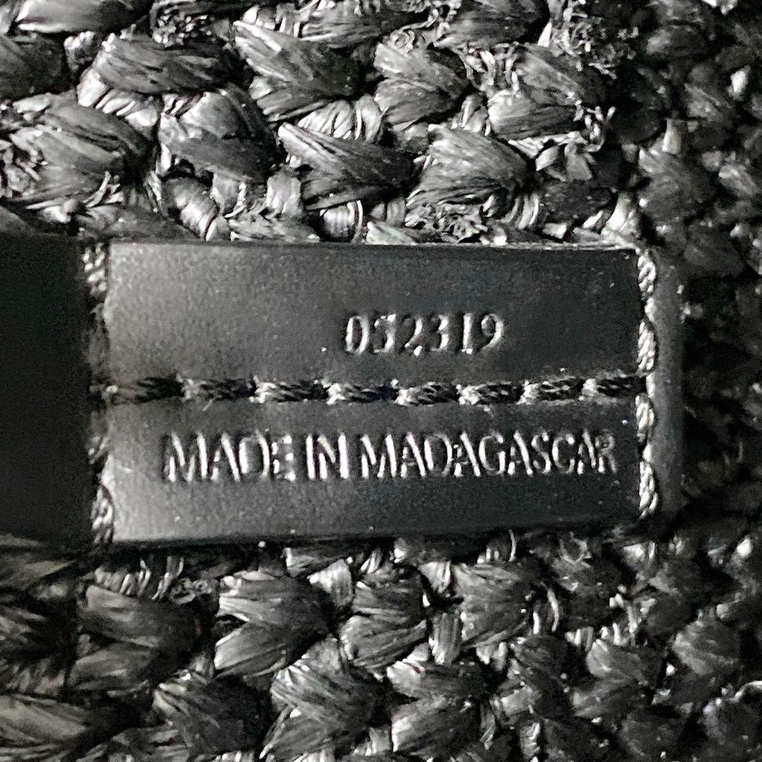 LOEWE / フォントトート スモール ラフィア ブラック ロゴ かごバッグ