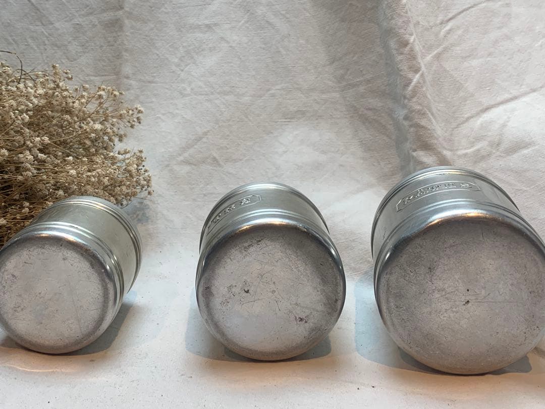 美品 フランス ビンテージ アンティーク アルミキャニスター 6点セットa.