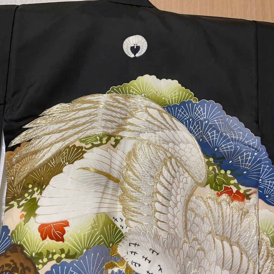 豪華　産着　一つ身　掛け着　鷹　刺繍柄　正絹　宮参り男の子着物