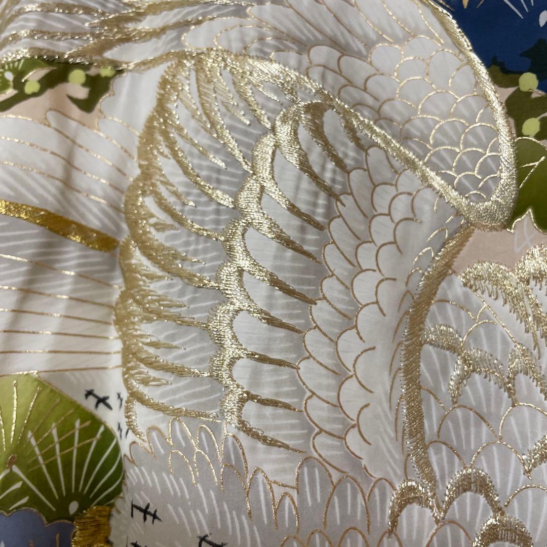 豪華　産着　一つ身　掛け着　鷹　刺繍柄　正絹　宮参り男の子着物