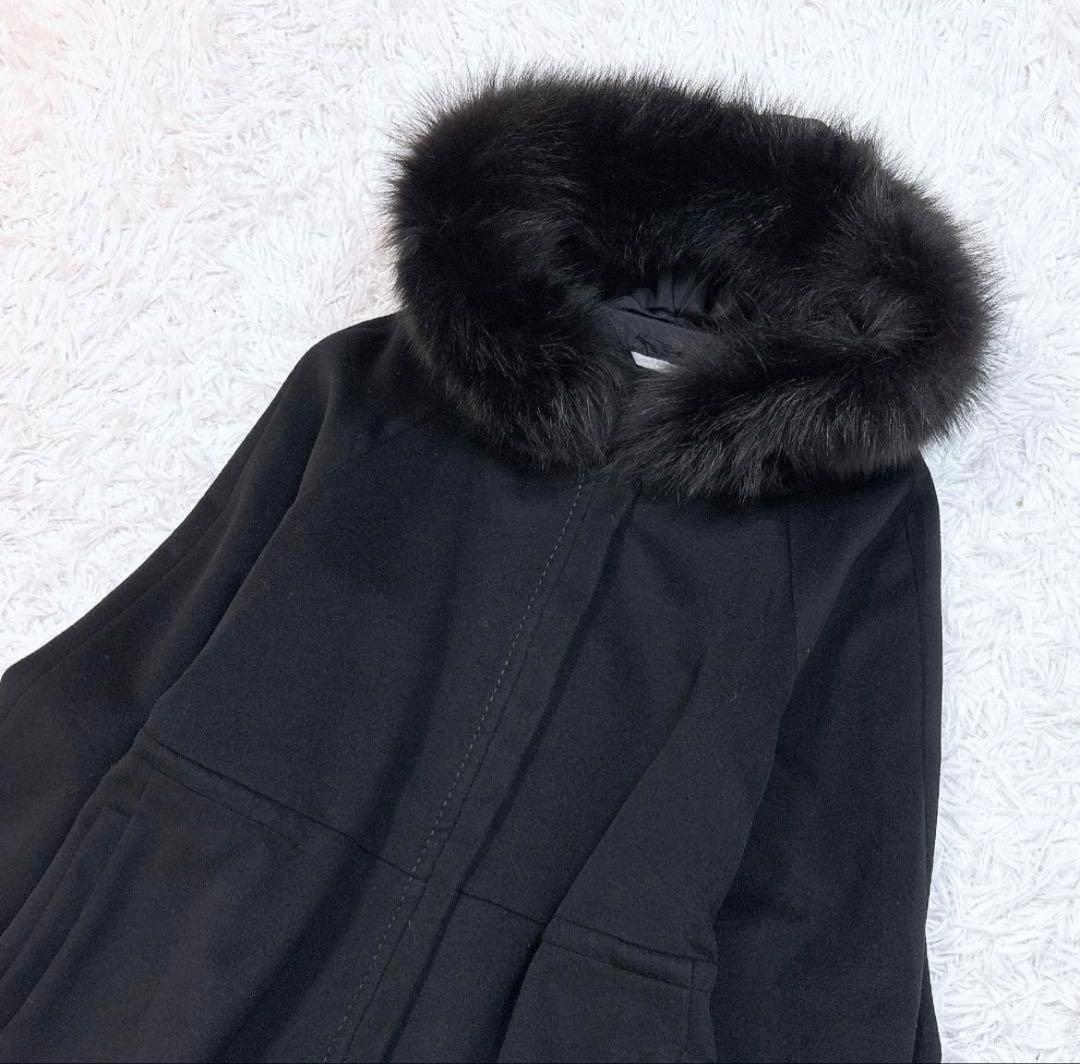 美品 MAX MARA フーデッドコート フォックスファー 42 大きいサイズ