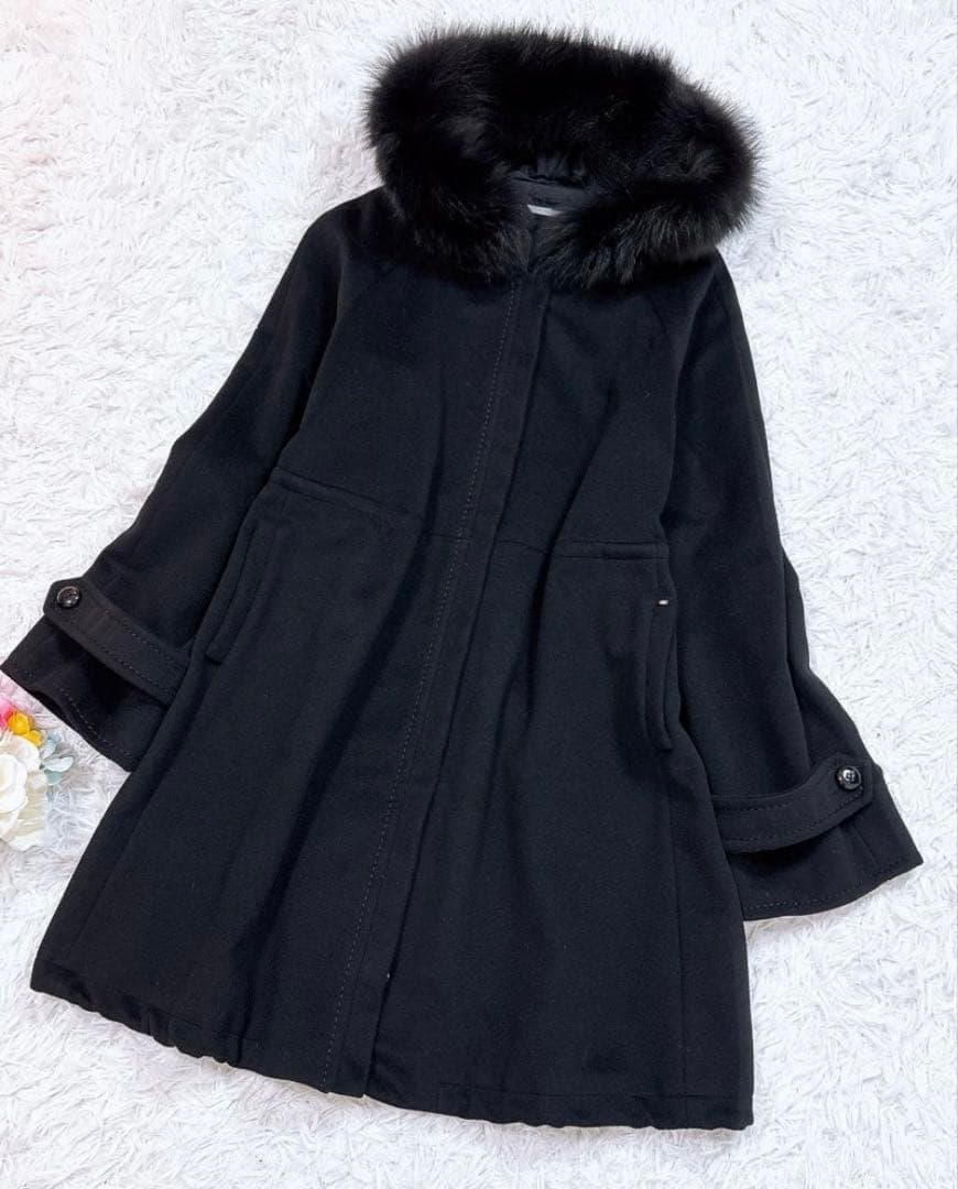 美品 MAX MARA フーデッドコート フォックスファー 42 大きいサイズ