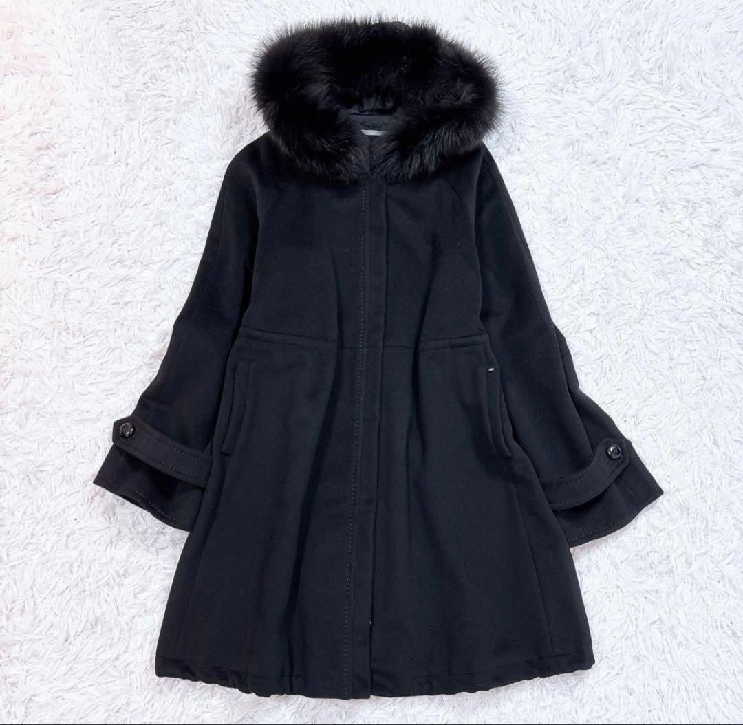 美品 MAX MARA フーデッドコート フォックスファー 42 大きいサイズ