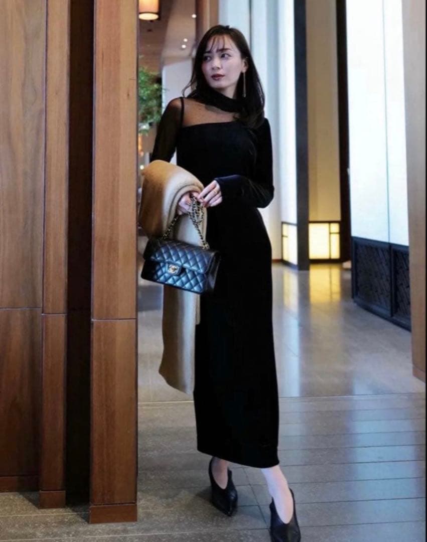 【anuans】シアーコンビタイトワンピース