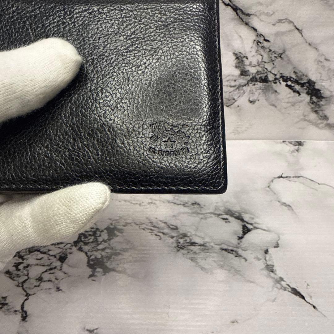 (美品)大人気、イルビゾンテ、折り財布、オールレザー、シボ革、型押し、人気色、黒