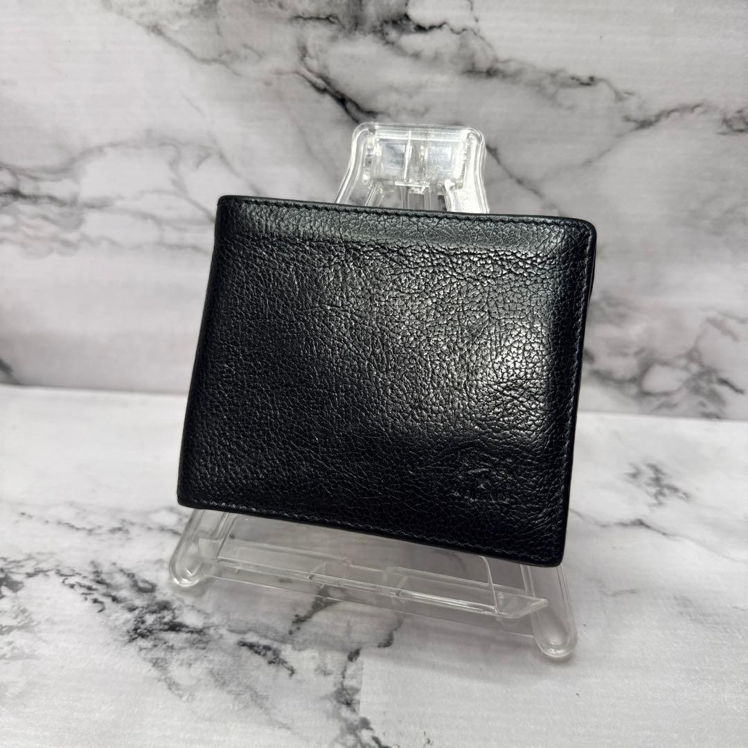 (美品)大人気、イルビゾンテ、折り財布、オールレザー、シボ革、型押し、人気色、黒