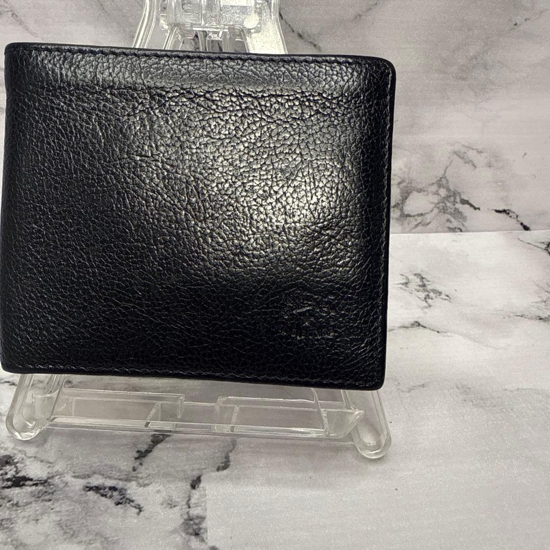 (美品)大人気、イルビゾンテ、折り財布、オールレザー、シボ革、型押し、人気色、黒