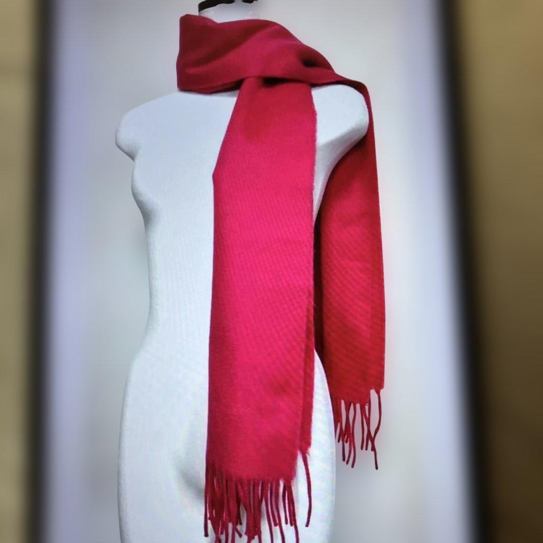 エルメス　カシミヤマフラー　抑えめ濃いピンク　 美品