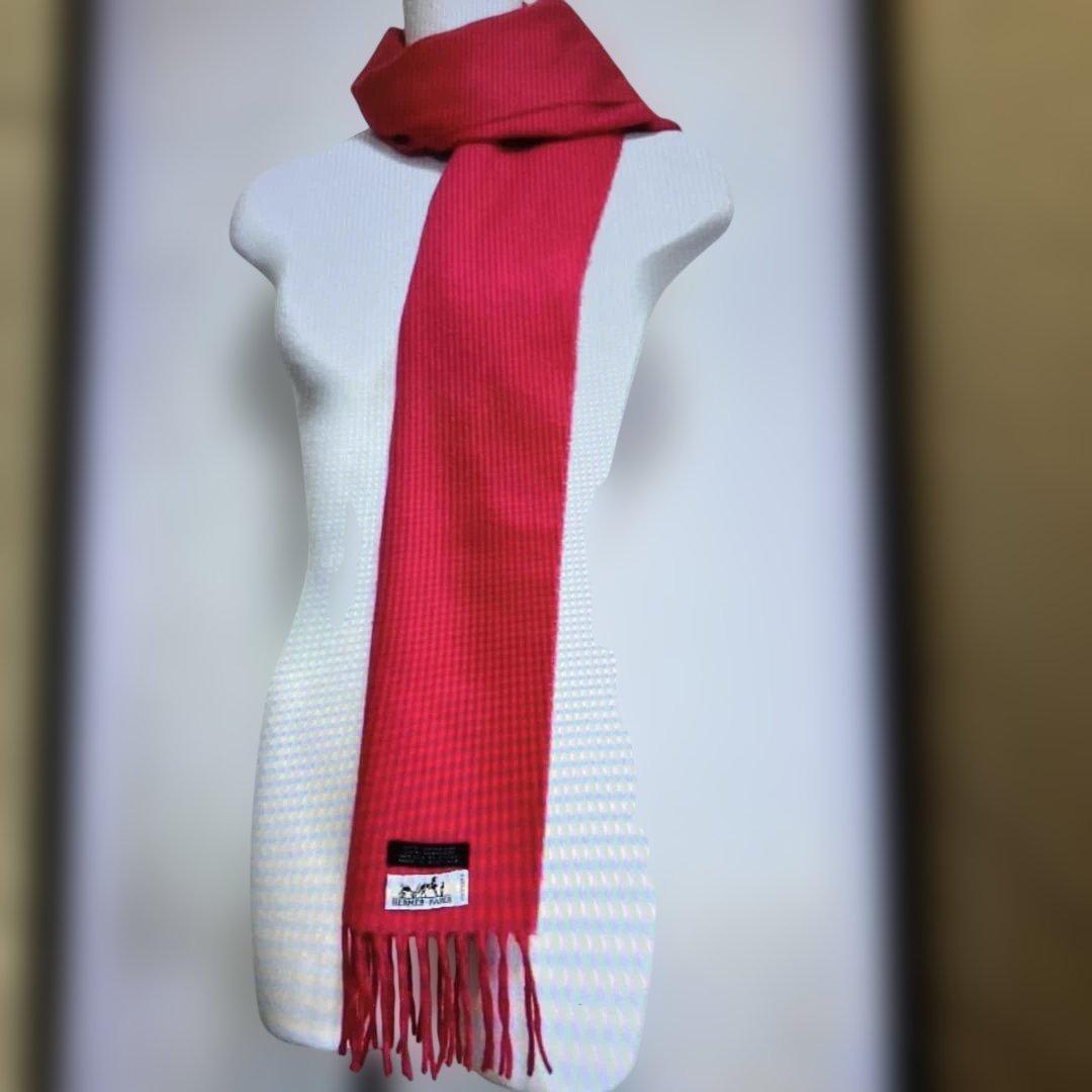 エルメス　カシミヤマフラー　抑えめ濃いピンク　 美品