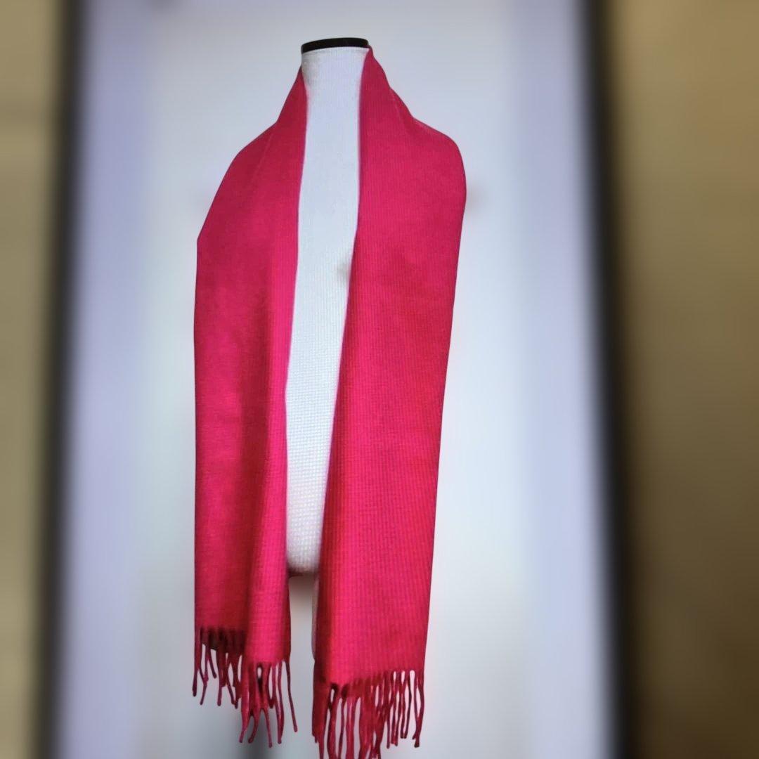 エルメス　カシミヤマフラー　抑えめ濃いピンク　 美品