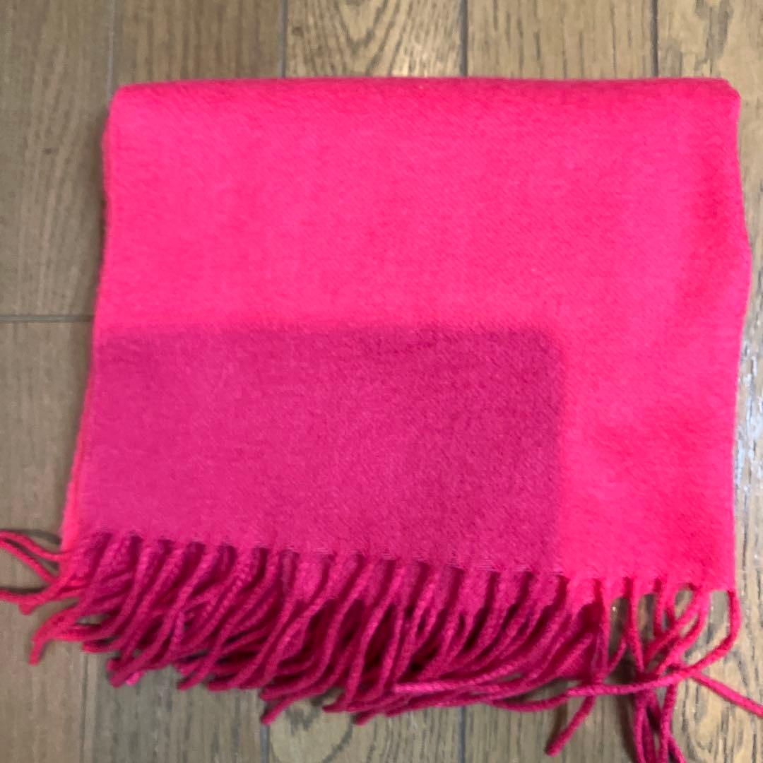 エルメス　カシミヤマフラー　抑えめ濃いピンク　 美品