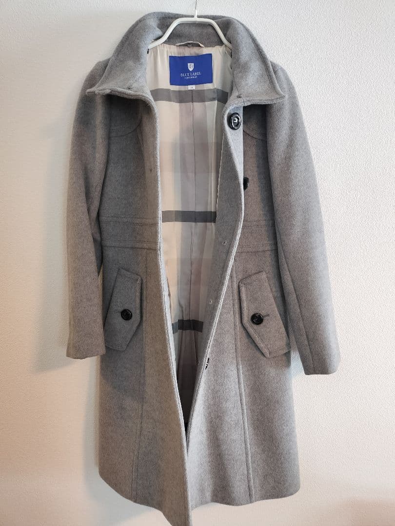 ブルーレーベル　グレー ウール混紡 ロングコート