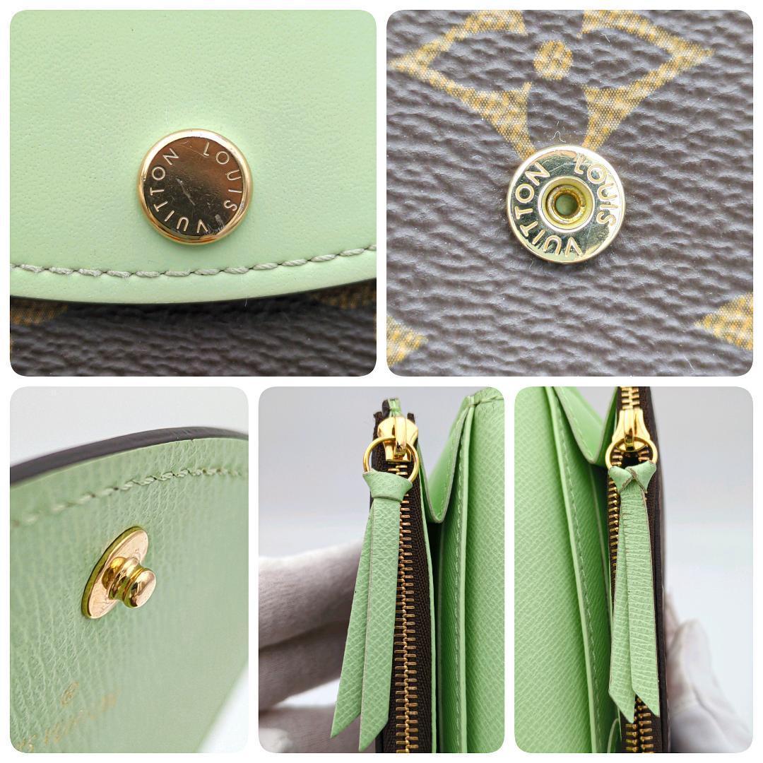 【極美品】ルイヴィトン モノグラム ポルトモネ ロザリ グリーン 鑑定画像有