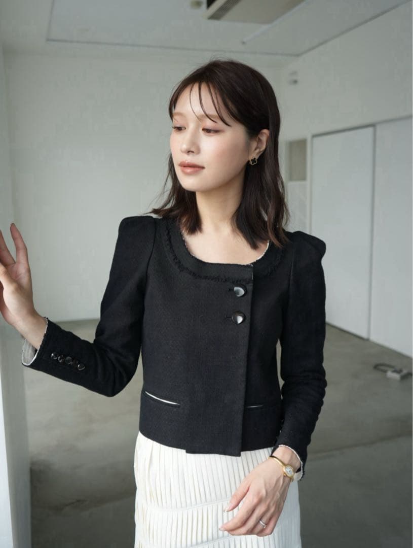 ジャケット・アウター Gigot Sleeve Tweed Jacket laubeblanc