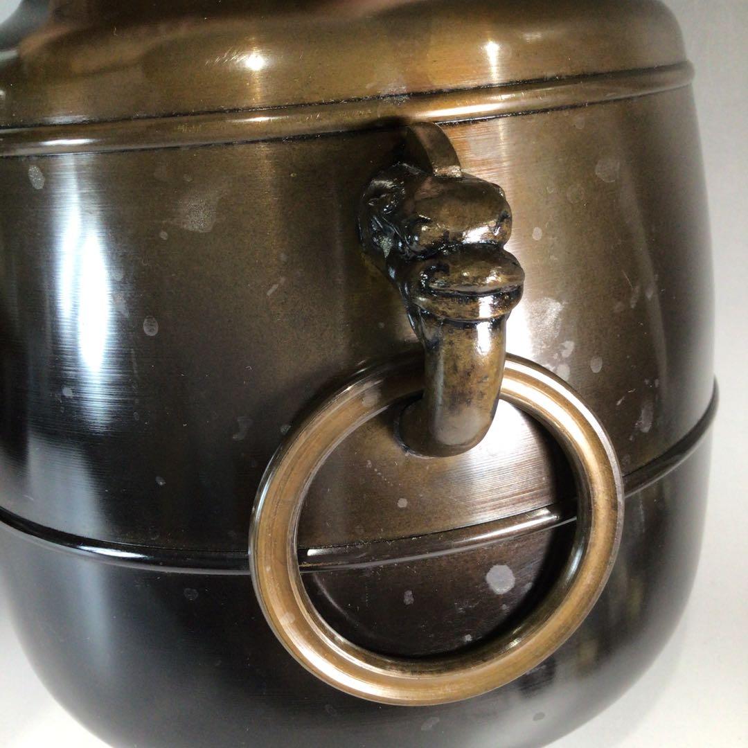 Ｐ３２１　皆具　『金谷浄雲造』『唐銅』『利休形』『水指　建水　蓋置　杓立』　共箱