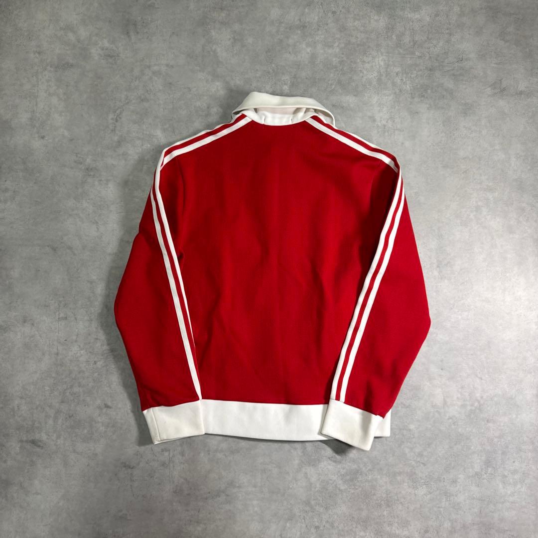 adidas 80s トラックジャケット デサント 襟付き レッド M ジャージ