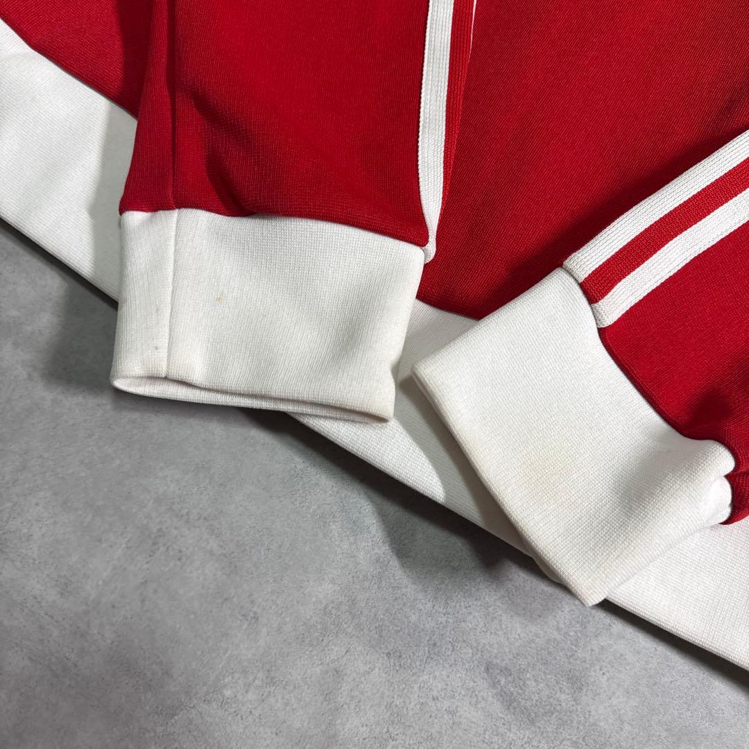 adidas 80s トラックジャケット デサント 襟付き レッド M ジャージ