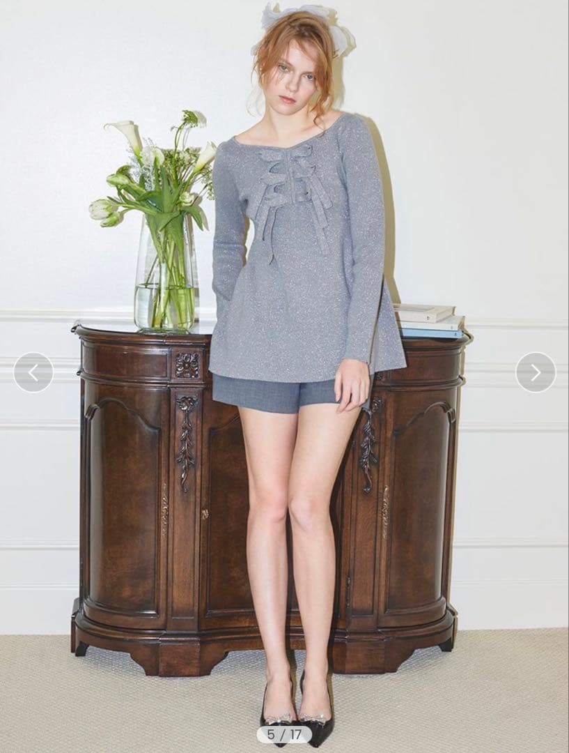 セルフォード CELFORD フロントリボンニットチュニック トップス