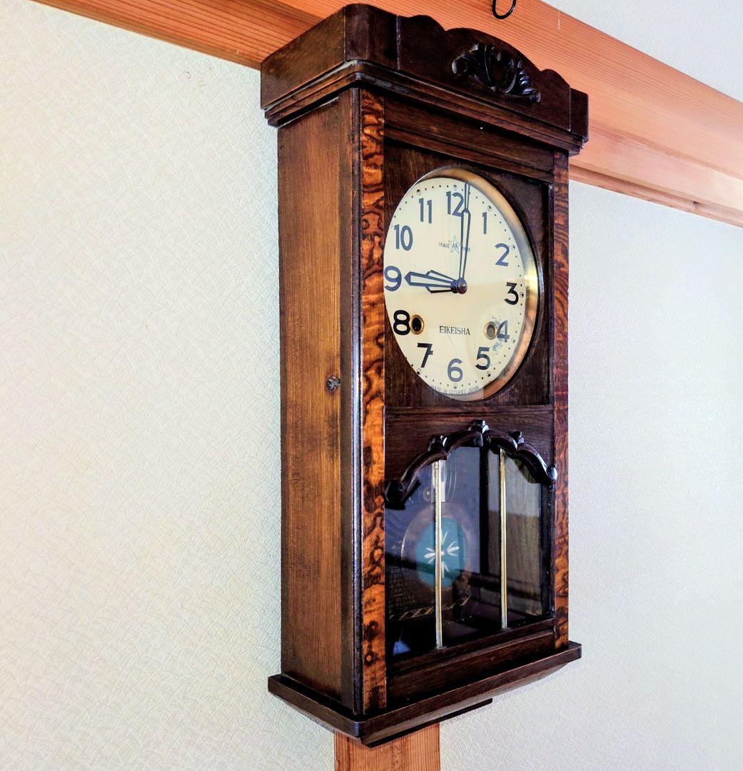 〈完動・美品〉栄計舎　OCCUPIED JAPAN　本打式宮型ゼンマイ振り子時計