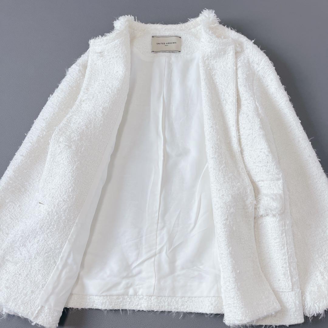 美品✨UNITED ARROWS ファンシーツイード ノーカラー ジャケット