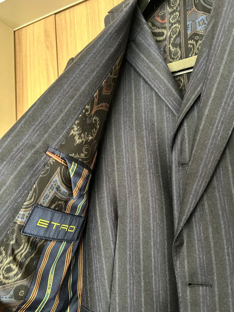 ETRO ストライプスーツ 44 ネイビー