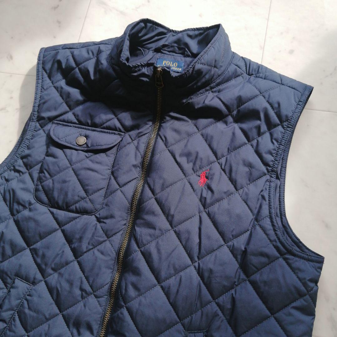 美品 ラルフローレン キルティングベスト ポニー刺繍 XL ネイビー 濃紺