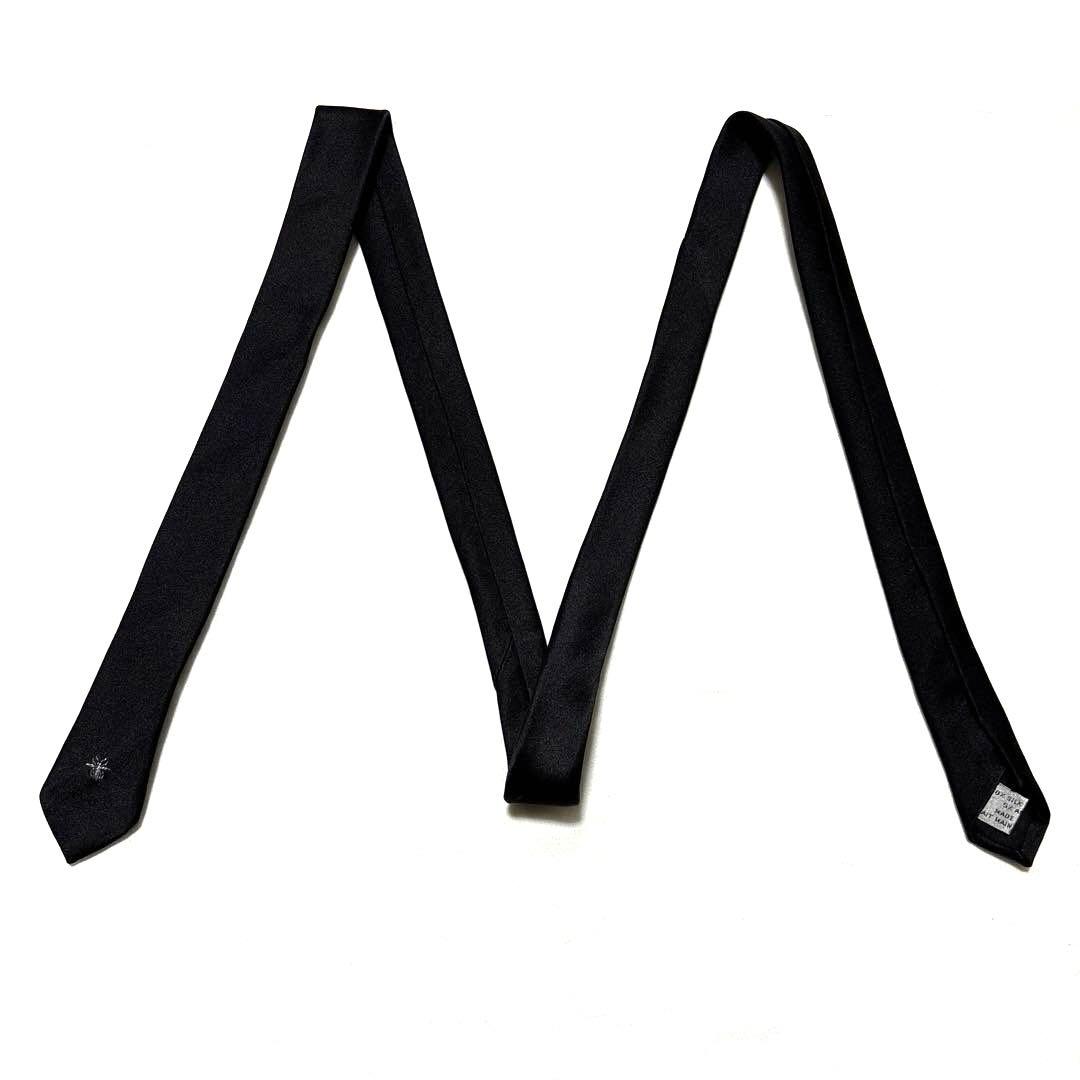 ディオールオム　ネクタイ　ブラック　無地　エディスマリン　蜂BEE刺繍　美品