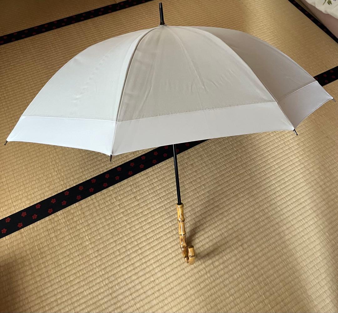 日傘 長傘 サンバリア100 コンビmoku アイボリー　M 竹手元
