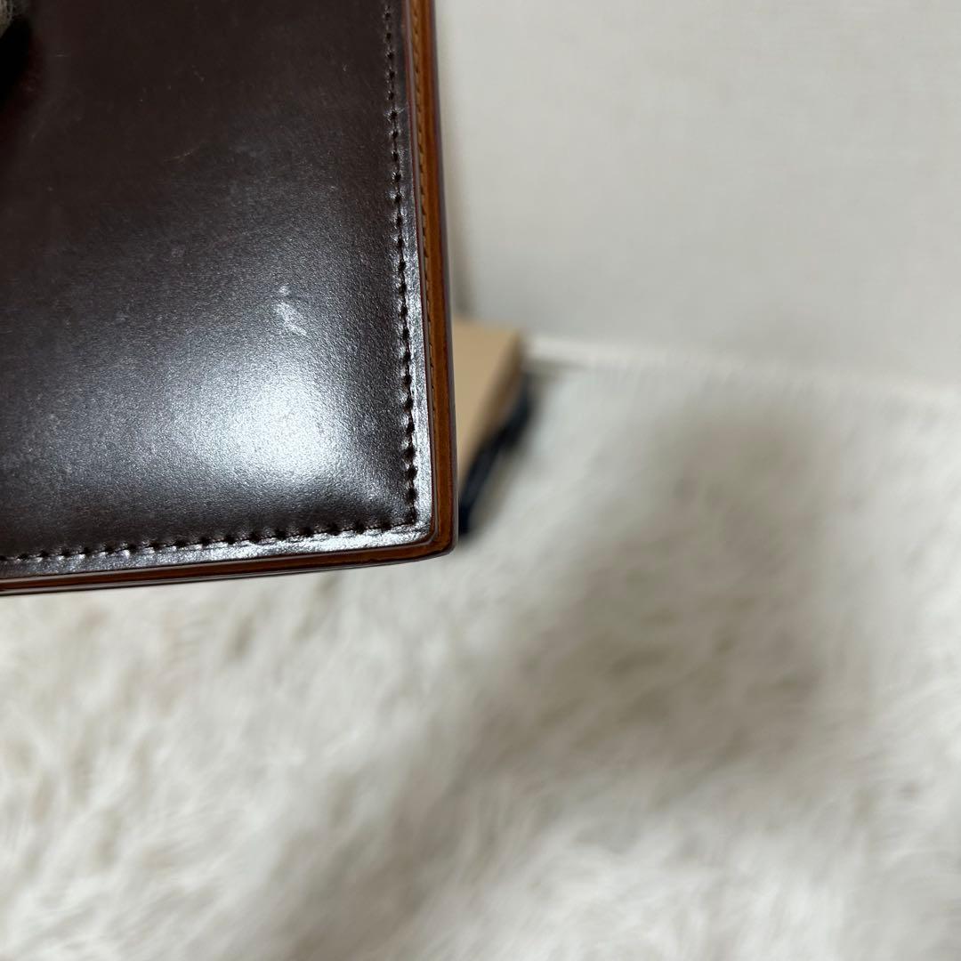 【美品✨コードバン/光沢】ガンゾ　長財布　折り財布　ダークブラウン　本革　高級