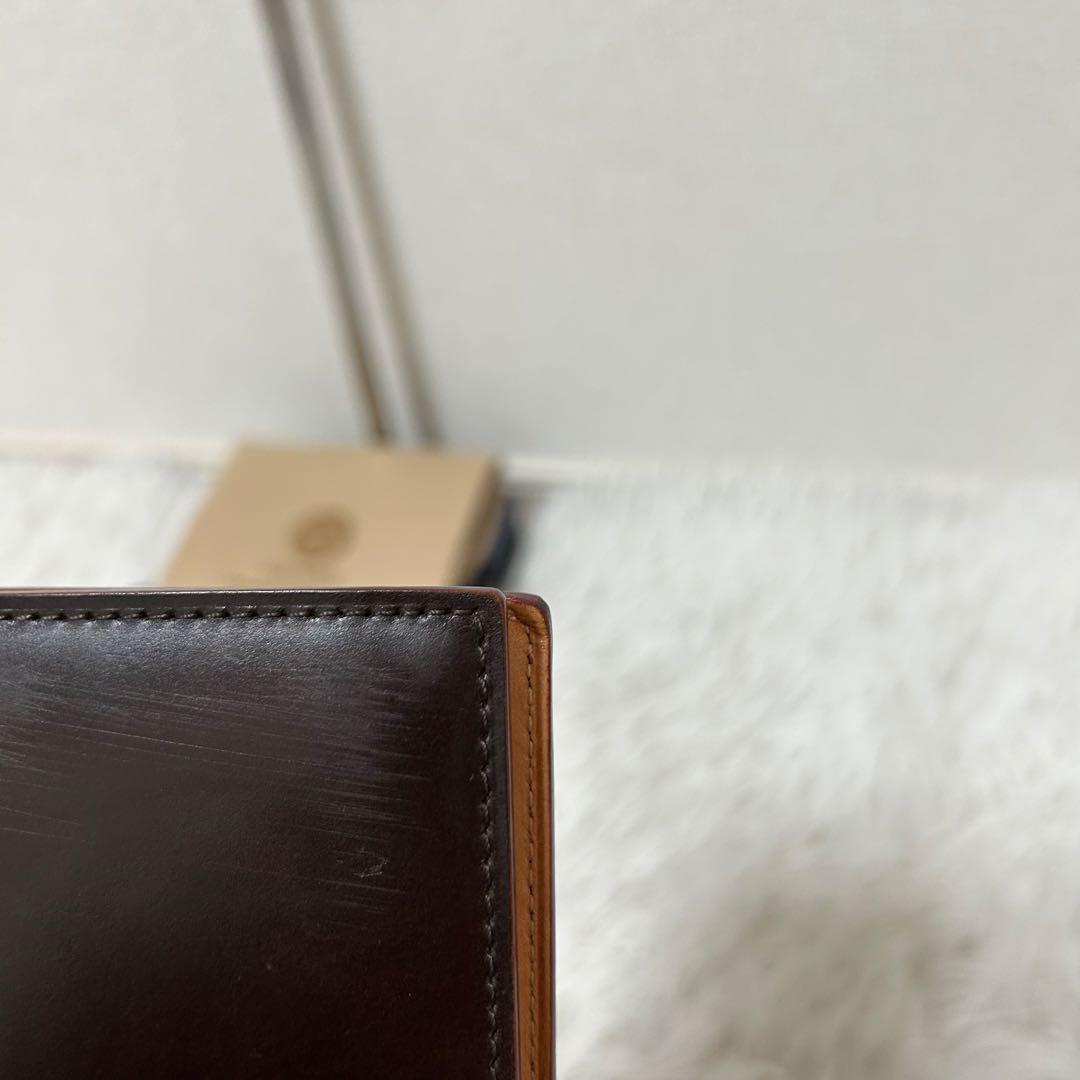【美品✨コードバン/光沢】ガンゾ　長財布　折り財布　ダークブラウン　本革　高級